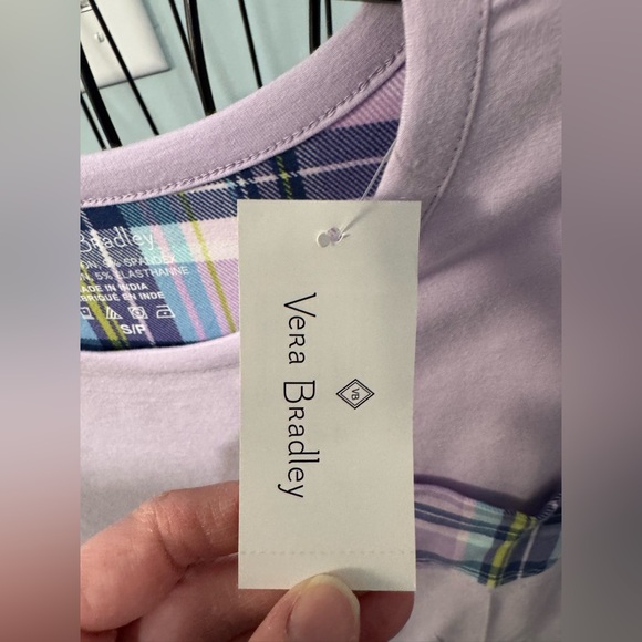 New Vera Bradley pajama top Amethyst Plaid Purple Women Small S shirt - Picture 5 of 11